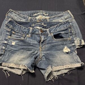 American Eagle Outfitters Distressed Blue Jean Shorts
